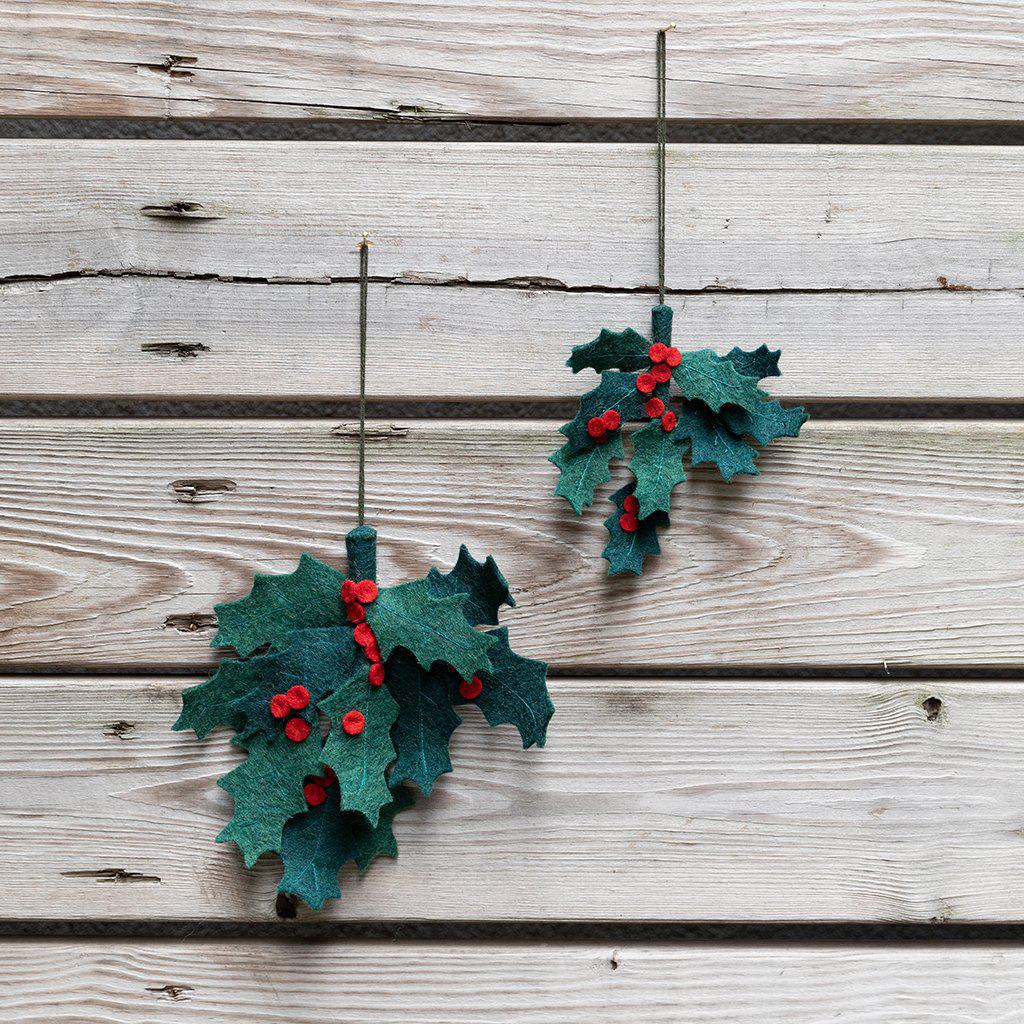 Medium Festive Holly Ornament